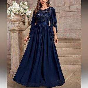 Elegant Navy Blue Maxi Dress